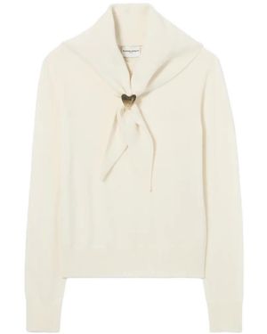 Claudie Pierlot Knit Jumper With Removable Scarf - White