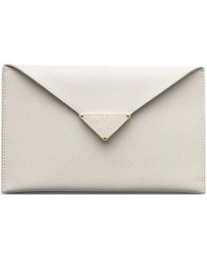 Prada Saffiano Leather Envelope Clutch - Natural