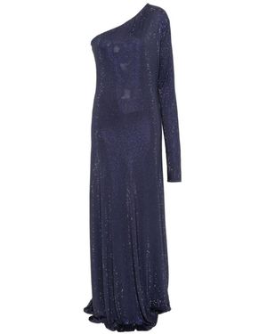 Dunesi Gabriella Crystal-Embellished One-Shoulder Maxi Dress - Blue