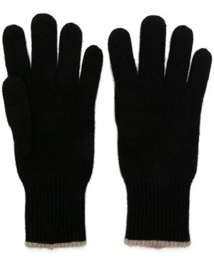 Brunello Cucinelli Intarsia-Knit Cashmere Gloves - Black