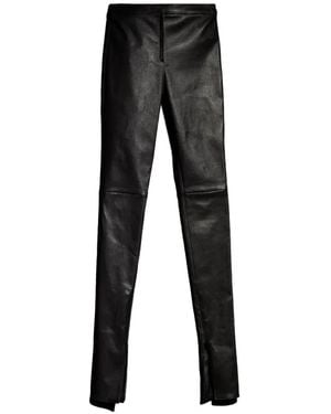 Gucci Zip-Cuff Leather Skinny Pants - Black