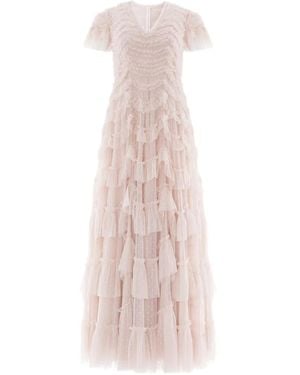 Needle & Thread Aviana Midikleid Mit V-Ausschnitt - Pink