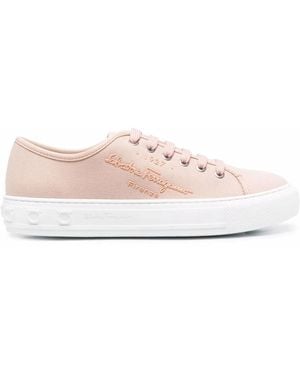 Ferragamo Ferragamo Logo-Embossed Low-Top Trainers - Pink