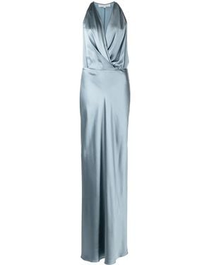 Michelle Mason Draped Halterneck Gown - Blue