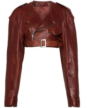 Rick Owens Leather Jackets - Brown