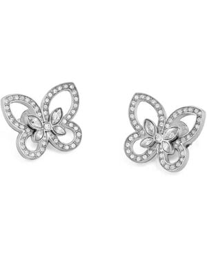 Guess Lily Crystal-Embellished Butterfly Earrings - White