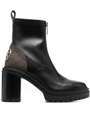 MICHAEL Michael Kors Cyrus Zip Leather Ankle Boots - Black