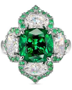 Anabela Chan Bague Lotus Sertie D'Émeraudes - Green