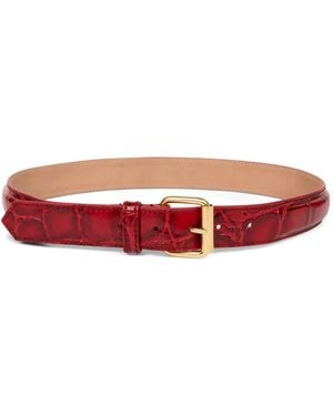 Dries Van Noten Crocodile-Effect Buckle Belt - Red