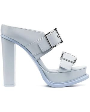 McQueen Pastel Light- Leather Sandals - White