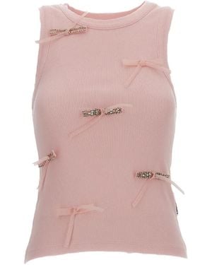 Des Phemmes Top con detalle de cinta - Rosa