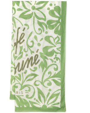 Maison Kitsuné Floral-Print Cotton Scarf - Green