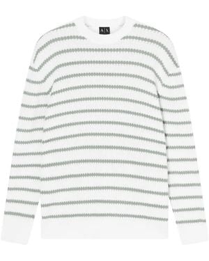 ARMANI EXCHANGE Striped Knit Jumper - White