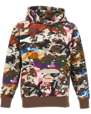 A Bathing Ape Camouflage-Print Shark Hoodie - White