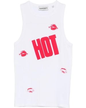 Carne Bollente Kiss Me I'M Hot Lip-Print Vest - White