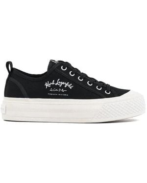 KARL LAGERFELD Kampus Max Logo-Embroidered Platform Trainers - White