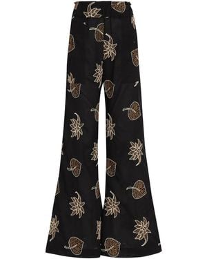 Brigitte Bardot Floral-Print Trousers - Black