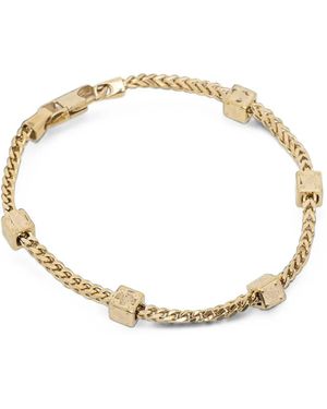 Guess Logo-Engraved Cube-Detail Bracelet - Metallic