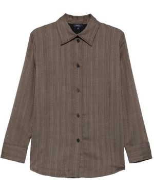 Soeur Lisbonne Herringbone-Pattern Pinstripe Shirt - Brown