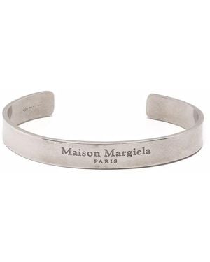 Maison Margiela Bracciale Rigido Con Logo Inciso - Bianco