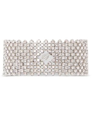 Blumarine Logo-Plaque Choker Necklace - White