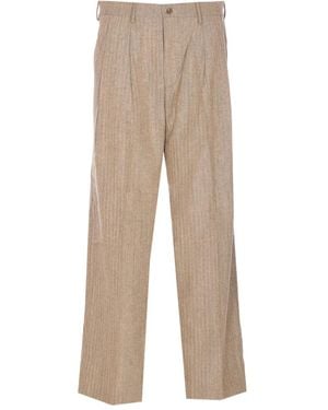NN07 Pleat-Detail Trousers - Natural