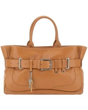 OSOI Tote Brocle Leather Bag - Brown