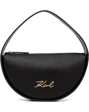 KARL LAGERFELD ロゴプレート ハンドバッグ - ブラック