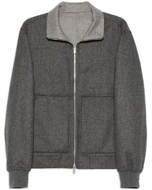 Brunello Cucinelli チェック ボンバージャケット - グレー