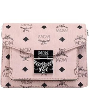 MCM Mini Patricia Logo-Print Leather Crossbody Bag - Pink