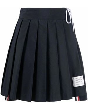 Thom Browne Pleated Drop-Hem Mini Skirt - Blue