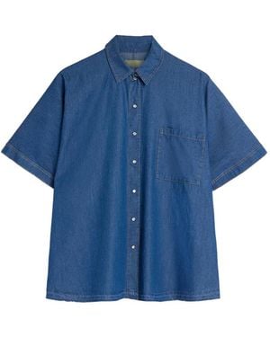 Momoní Lila Short-Sleeve Cotton Shirt - Blue