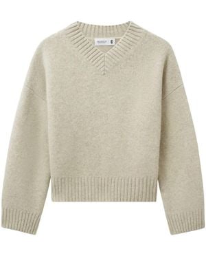 Pringle of Scotland Mélange Cashmere V-Neck Jumper - White