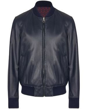 Ferragamo Gancini-Print Reversible Bomber Jacket - Blue