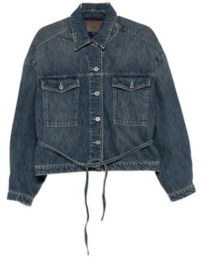 Soeur Lys Belted Denim Jacket - Blue