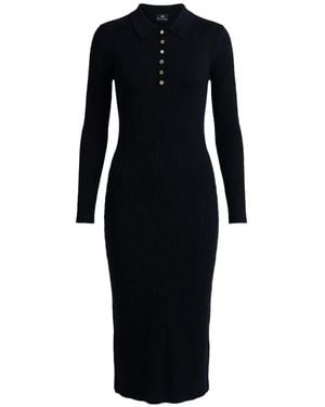Paul Smith Buttoned Ribbed Midi Dress - Black