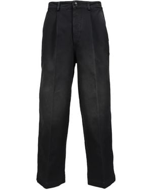 Marni Pleated Faded-Effect Pants - Black