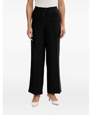 Sisley Elasticated-Waistband Palazzo Trousers - Black