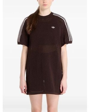 adidas Crochet-Knit 3-Stripes Dress - Black
