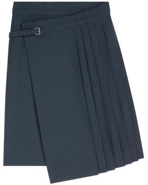 Dries Van Noten Pleated Wool Kilt - Blue