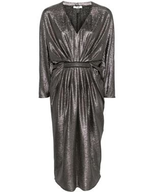Nissa Shimmer Pleated Midi Dress - Black