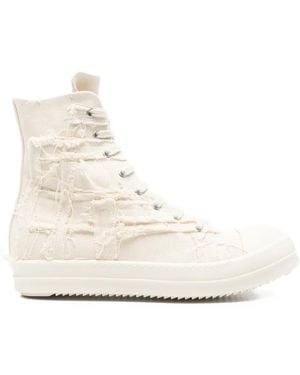 Rick Owens Frayed Lace-Up Trainers - White
