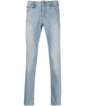 Philipp Plein Logo-Plaque Slim-Leg Jeans - Blue