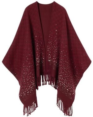 Gucci Gg Crystal-Embellished Cape - Red