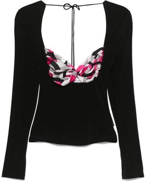 Marine Serre Scarf-Detailing Blouse - Black