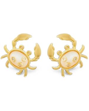 Eshvi Mother-Of-Pearl Crab Stud Earrings - Metallic