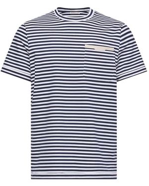 Moncler Striped Cotton T-Shirt - Blue