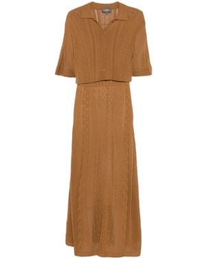 Eric Bompard Pointelle Polo Dress - Brown