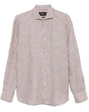 BOSS Striped Linen Shirt - White