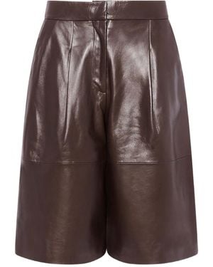 Yves Salomon Lamb-leather Bermuda Shorts - ブラウン